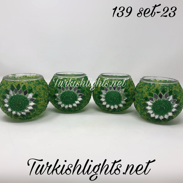 Set Of 4 Turkish Mosaic Candle Holders,ID: 139-23 - TurkishLights.NET