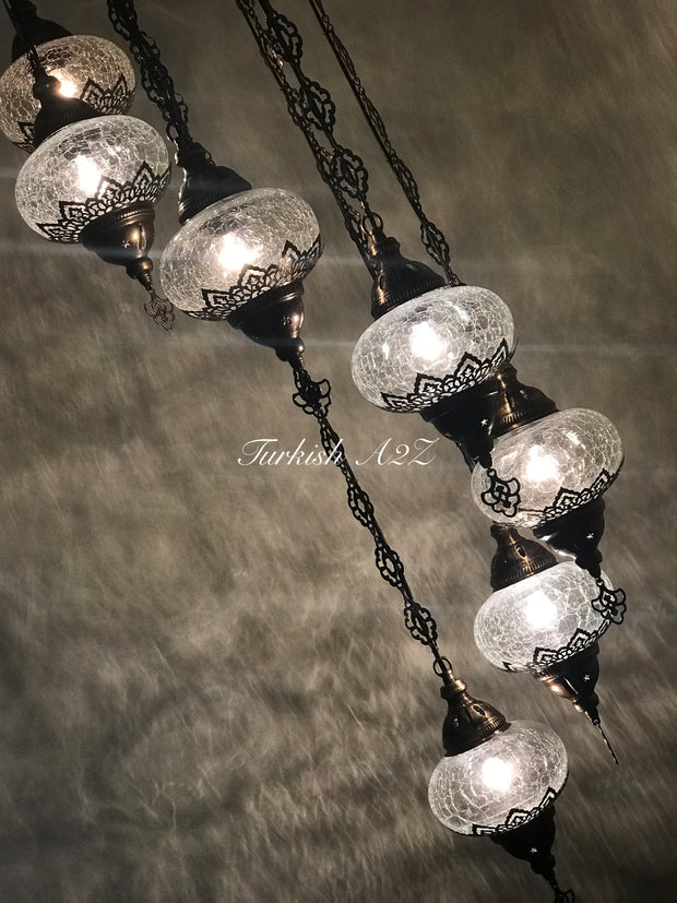 Ottoman Chandelier with 7 Cracked Globes (water drop model) , ID:147 - TurkishLights.NET