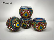 Set Of 4 Turkish Mosaic Candle Holders,ID: 139-04 - TurkishLights.NET
