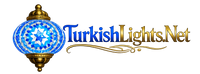 Logo of TurkishLights.Net with a decorative lamp on a white background