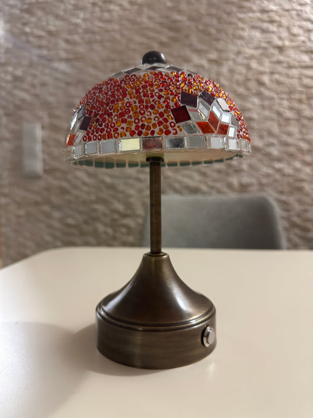 Handmade Turkish Mosaic Mushroom Table  Lamp – Rechargeable, Cordless