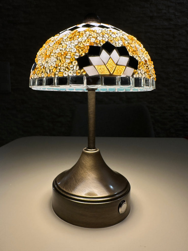 Handmade Turkish Mosaic Mushroom Table  Lamp – Rechargeable, Cordless