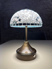 Handmade Turkish Mosaic Mushroom Table  Lamp – Rechargeable, Cordless