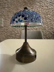 Handmade Turkish Mosaic Mushroom Table  Lamp – Rechargeable, Cordless