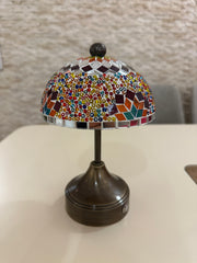 Handmade Turkish Mosaic Mushroom Table  Lamp – Rechargeable, Cordless