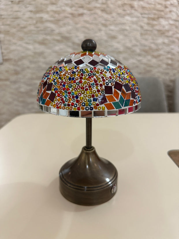 Handmade Turkish Mosaic Mushroom Table  Lamp – Rechargeable, Cordless