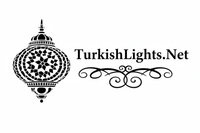 Logo of TurkishLights.Net with a decorative lamp on a white background