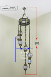 7 - BALL TURKISH MOSAIC CHANDELIER - TurkishLights.NET