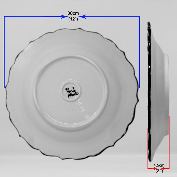 HAND MADE TURKISH CERAMIC PLATE, 30 cm(11.8") P05 - TurkishLights.NET