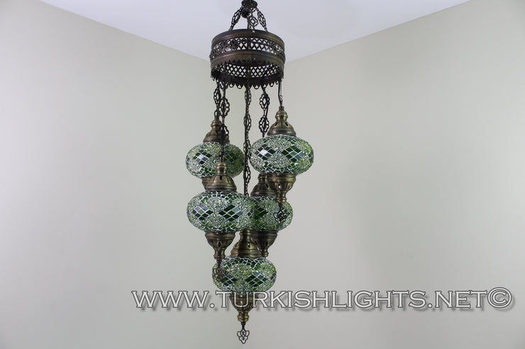 5 - BALL SULTAN TURKISH MOSAIC CHANDELIER WITH MEDIUM GLOBES - TurkishLights.NET