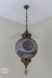 Mosaic Hanging Lamp with 35cm (14") Globe - TurkishLights.NET