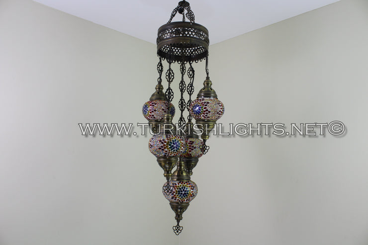 5 - BALL SULTAN TURKISH MOSAIC CHANDELIER WITH MEDIUM GLOBES - TurkishLights.NET