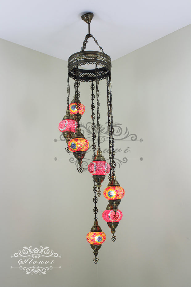 7 - BALL TURKISH MOSAIC CHANDELIER - TurkishLights.NET