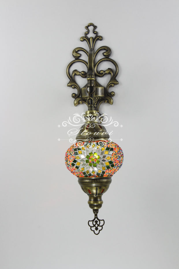 Turkish Mosaic  Wall Sconce, With Medium Globe - TurkishLights.NET