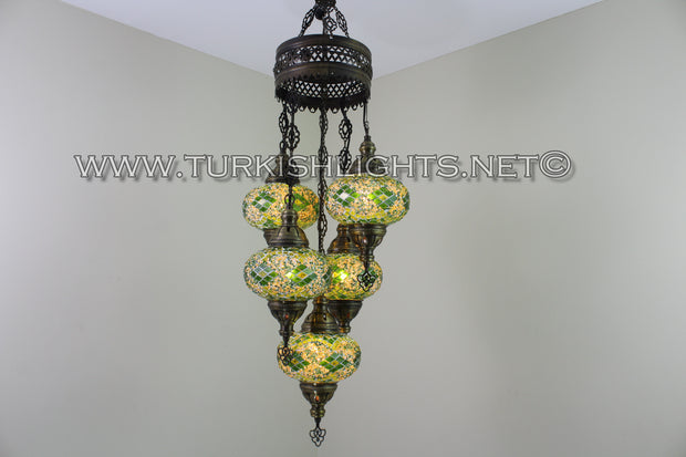 5 - BALL SULTAN TURKISH MOSAIC CHANDELIER WITH MEDIUM GLOBES - TurkishLights.NET