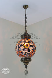 Mosaic Hanging Lamp with 30cm (12") Globe - TurkishLights.NET