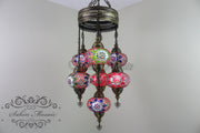 7 - BALL SULTAN TURKISH MOSAIC CHANDELIER (LARGE GLOBES) - TurkishLights.NET