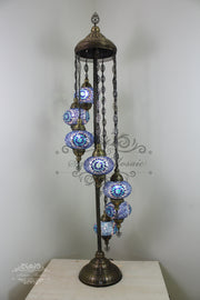 BALL TURKISH MOSAIC FLOOR LAMP, LAMBADER, LARGE GLOBES - TurkishLights.NET