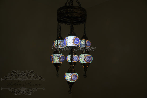 7 - BALL SULTAN TURKISH MOSAIC CHANDELIER (MEDIUM GLOBES) - TurkishLights.NET