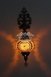 Turkish Mosaic  Wall Sconce, With Large Globe - TurkishLights.NET