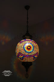 Mosaic Hanging Lamp with 35cm (14") Globe - TurkishLights.NET