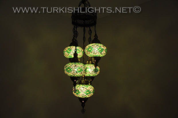 5 - BALL SULTAN TURKISH MOSAIC CHANDELIER WITH MEDIUM GLOBES - TurkishLights.NET