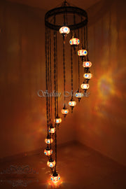 15-BALL WATER DROP MOSAIC CHANDELIER WITH MEDIUM GLOBES - TurkishLights.NET