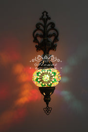 Turkish Mosaic  Wall Sconce, With Medium Globe - TurkishLights.NET