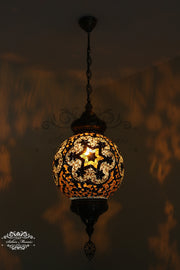 Mosaic Hanging Lamp with 30cm (12") Globe - TurkishLights.NET