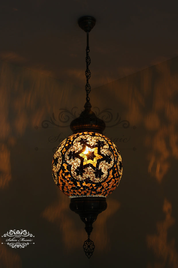 Mosaic Hanging Lamp with 30cm (12") Globe - TurkishLights.NET