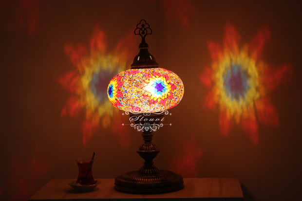 Turkish Mosaic Table Lamp, Extra Large Globe (NO5 GLOBE) - TurkishLights.NET