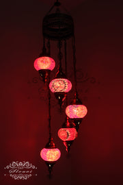 5 BALL TURKISH MOSAIC CHANDELIER, WITH MEDIUM GLOBES - TurkishLights.NET