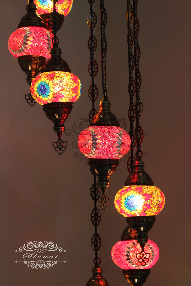 7 - BALL TURKISH MOSAIC CHANDELIER - TurkishLights.NET