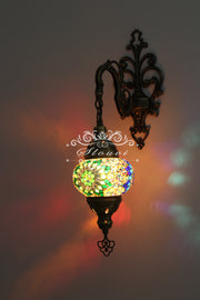 Turkish Mosaic  Wall Sconce, With Medium Globe - TurkishLights.NET