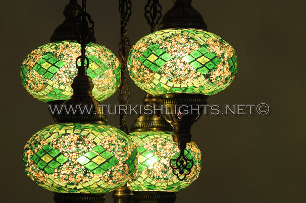 5 - BALL SULTAN TURKISH MOSAIC CHANDELIER WITH MEDIUM GLOBES - TurkishLights.NET