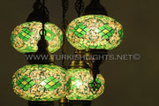 5-BALL SULTAN MOSAIC CHANDELIER (LARGE GLOBES) - TurkishLights.NET