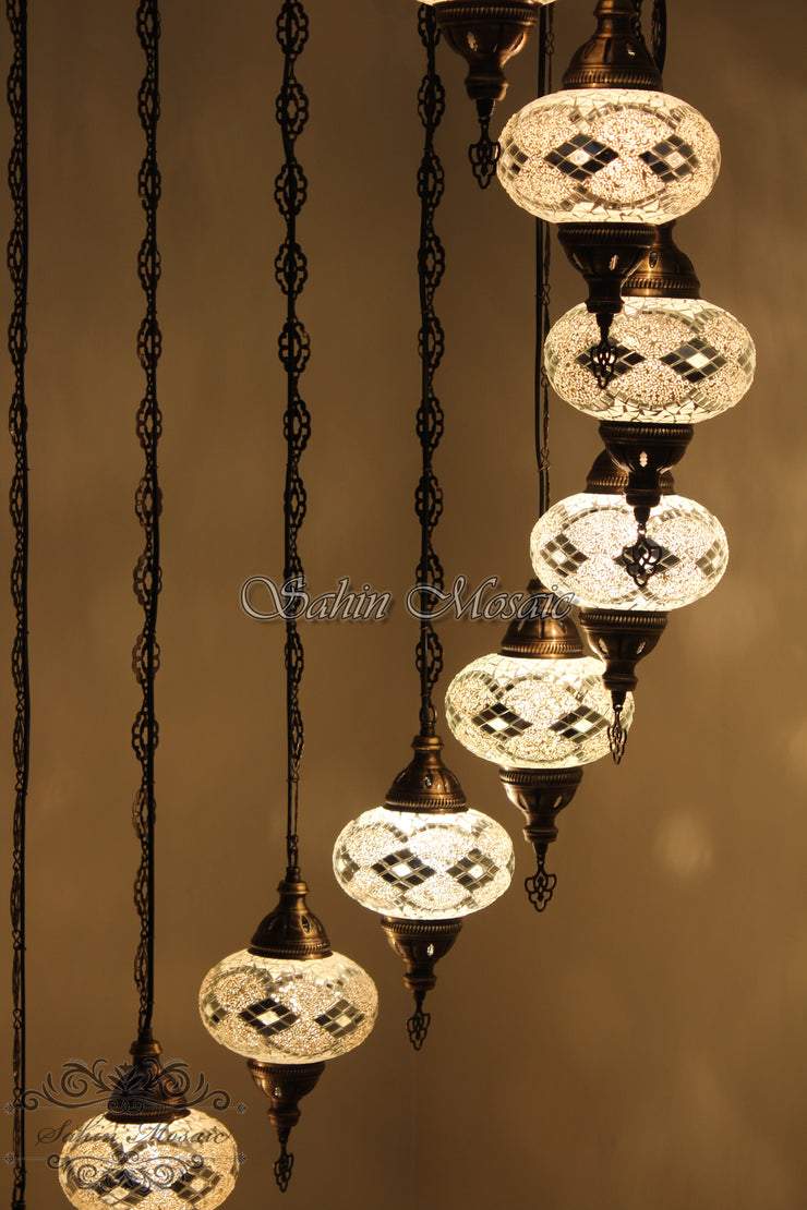 15-BALL WATER DROP MOSAIC CHANDELIER LARGE GLOBES, FREE SHIPPING - TurkishLights.NET