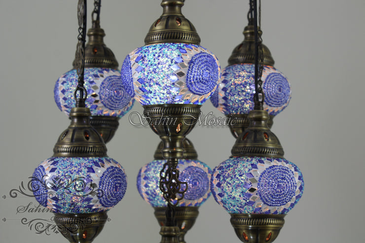 7 - BALL SULTAN TURKISH MOSAIC CHANDELIER (MEDIUM GLOBES) - TurkishLights.NET