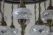 13-BALL TURKISH SULTAN MOSAIC CHANDELIER (LARGE GLOBES) - TurkishLights.NET