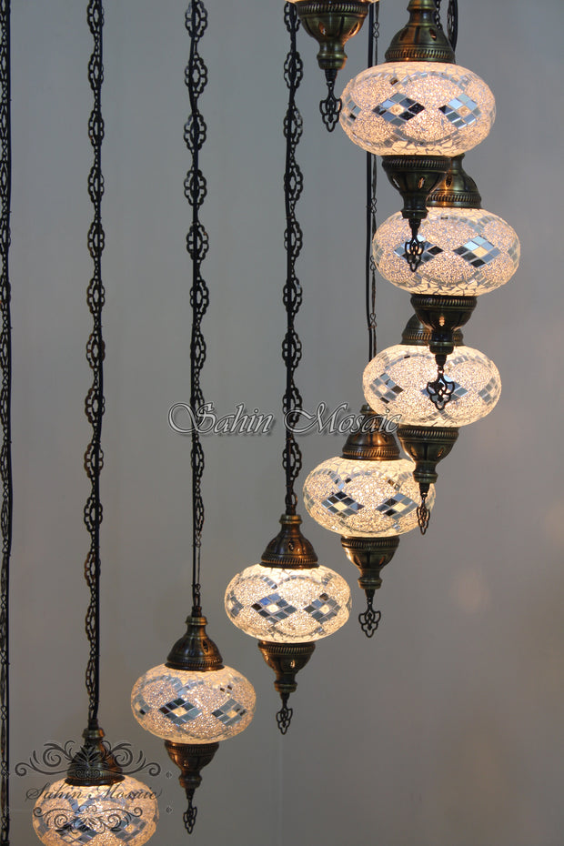 15-BALL WATER DROP MOSAIC CHANDELIER LARGE GLOBES, FREE SHIPPING - TurkishLights.NET