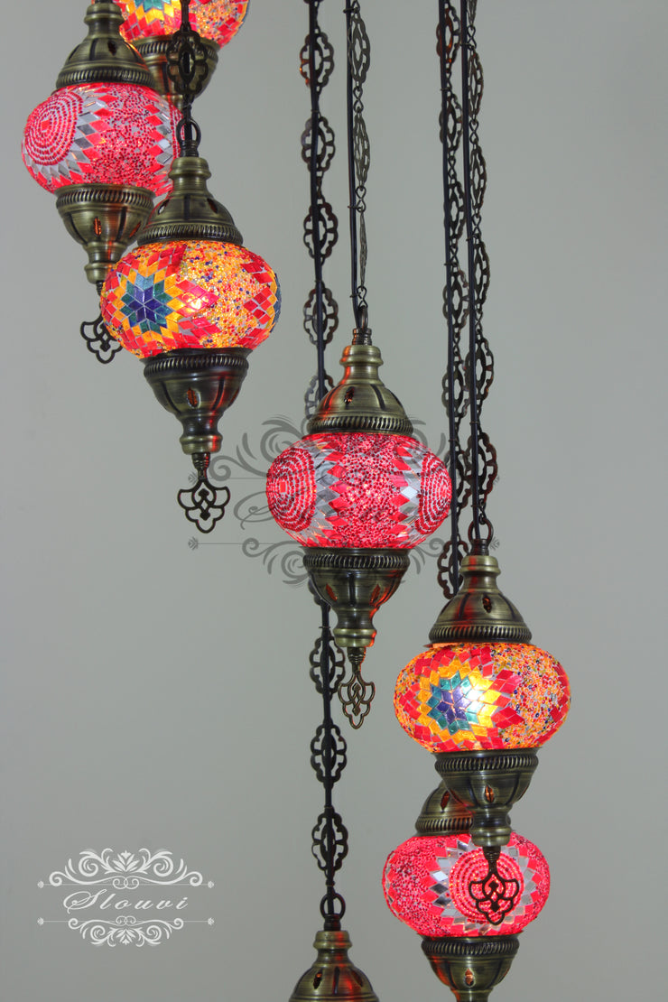 7 - BALL TURKISH MOSAIC CHANDELIER - TurkishLights.NET