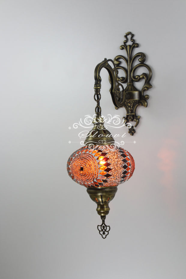 Turkish Mosaic  Wall Sconce, With Large Globe - TurkishLights.NET