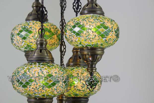 5 - BALL SULTAN TURKISH MOSAIC CHANDELIER WITH MEDIUM GLOBES - TurkishLights.NET