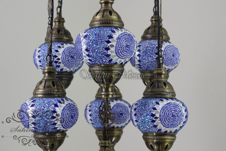 7 - BALL SULTAN TURKISH MOSAIC CHANDELIER (MEDIUM GLOBES) - TurkishLights.NET