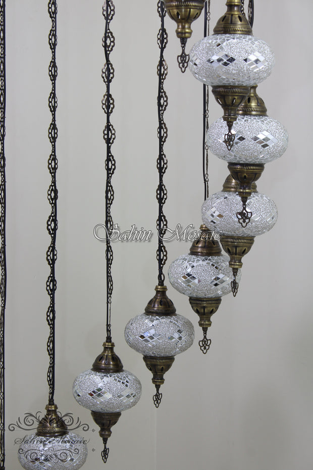 15-BALL WATER DROP MOSAIC CHANDELIER LARGE GLOBES, FREE SHIPPING - TurkishLights.NET