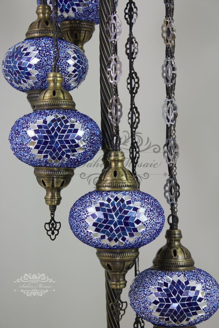 BALL TURKISH MOSAIC FLOOR LAMP, LAMBADER, LARGE GLOBES - TurkishLights.NET