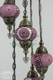 5 BALL TURKISH MOSAIC CHANDELIER, WITH MEDIUM GLOBES - TurkishLights.NET