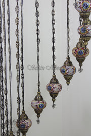 15-BALL WATER DROP MOSAIC CHANDELIER WITH MEDIUM GLOBES - TurkishLights.NET