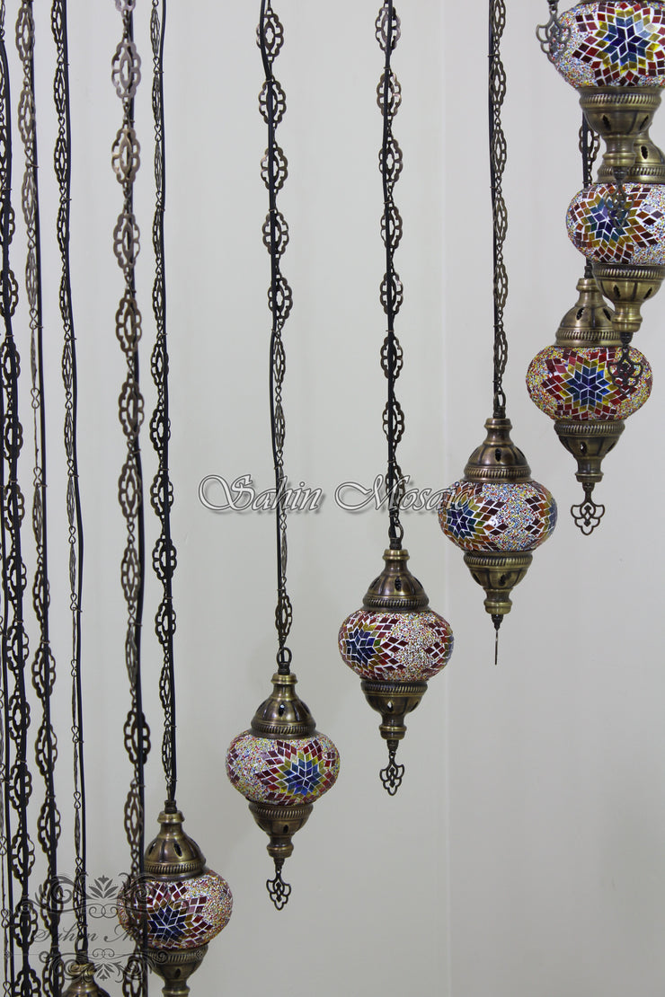 15-BALL WATER DROP MOSAIC CHANDELIER WITH MEDIUM GLOBES - TurkishLights.NET