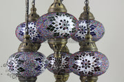 7 - BALL SULTAN TURKISH MOSAIC CHANDELIER (LARGE GLOBES) - TurkishLights.NET